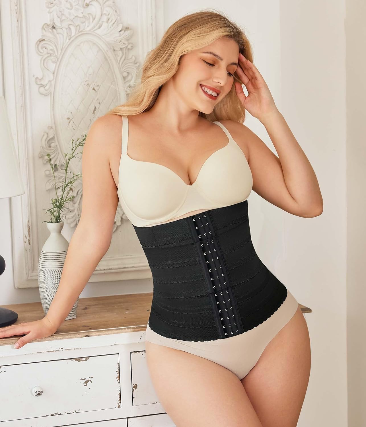 Waist Trainer for Women Corset Shapewear Tummy Control Segmented Waist Cincher Workout Girdle