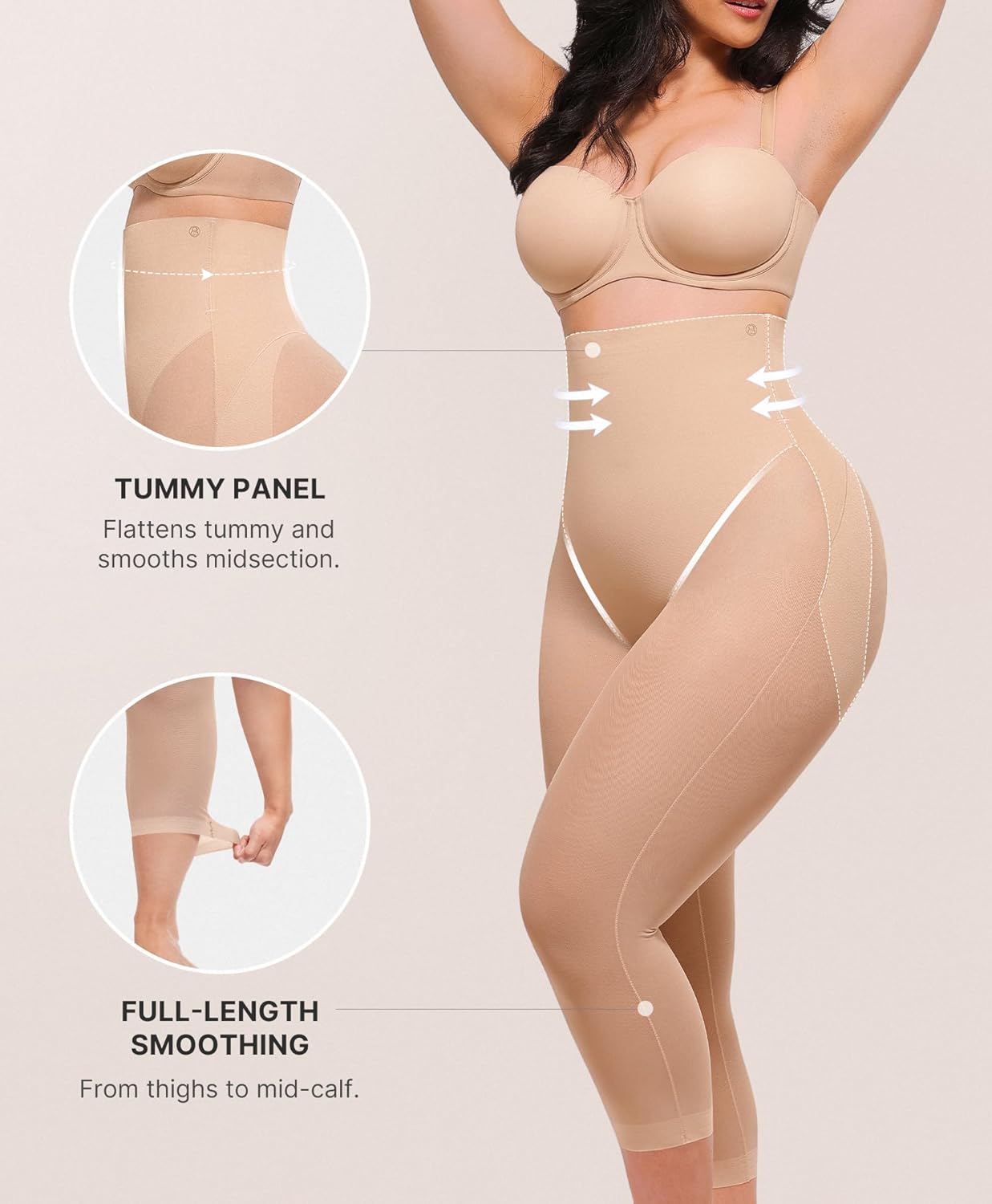 Shapewear for Women Capris Leggings for Women Tummy Control Underwear High Waist Body Shaper Butt Lifting Panties