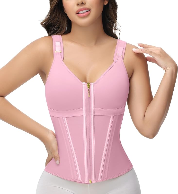 Waist Trainer Corset for Women Tummy Control Sport Workout Body Shaper Vest for Women Postpartum Gym Zipper and Hooks