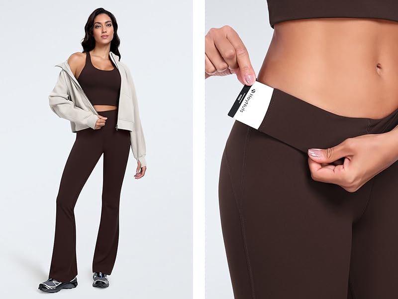HeyNuts Mellow Flare Leggings 29"/30.5"/32.5"/34.5", High Waisted Tummy Control Wide Leg Bootcut Yoga Pants Lounge Soft