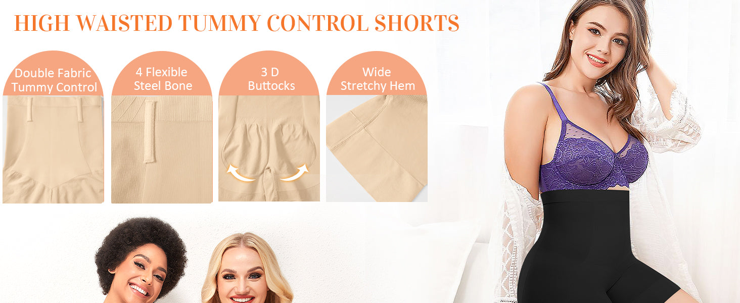 Womens Shapewear Shorts Tummy Control Body Shaper Thigh Slimmer Slip Shorts for Under Dress Shapewear Underwear