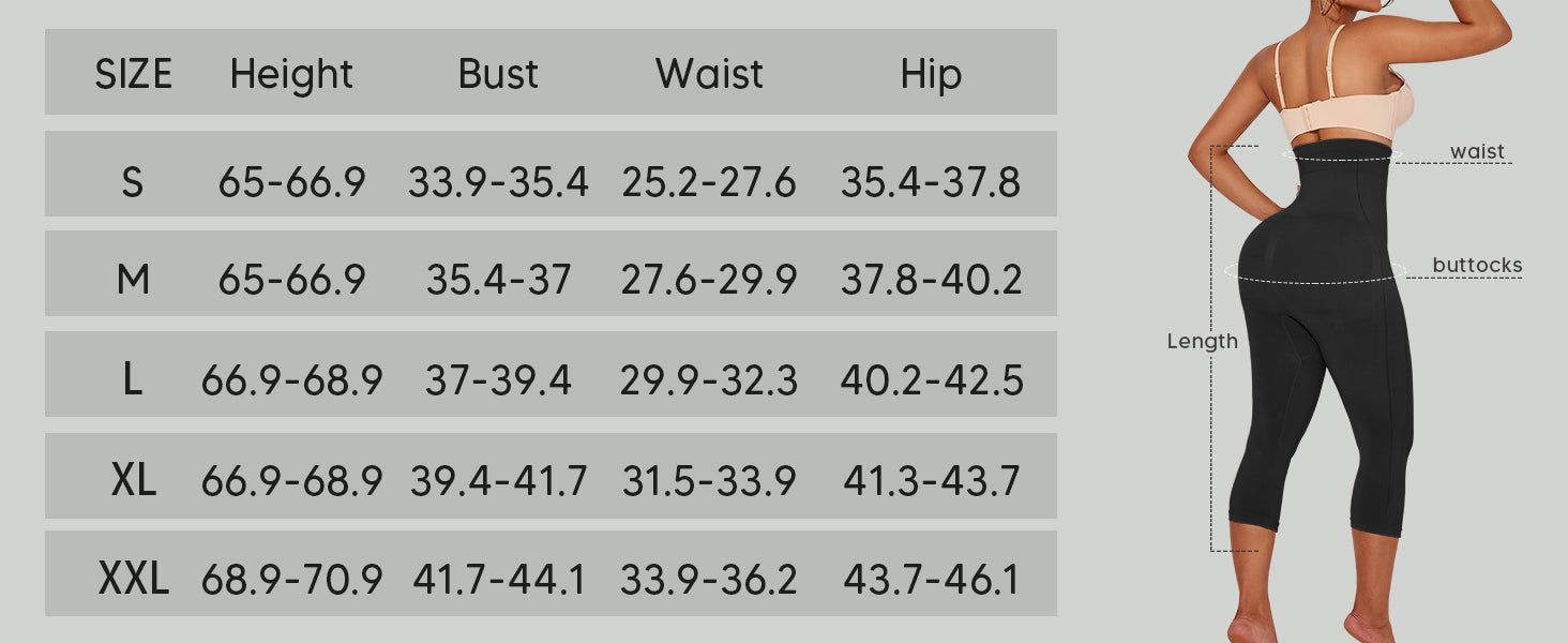 Shapewear Leggings for Women Tummy Control High Waisted Capri Body Shaper Butt Lift Thigh Slimmer