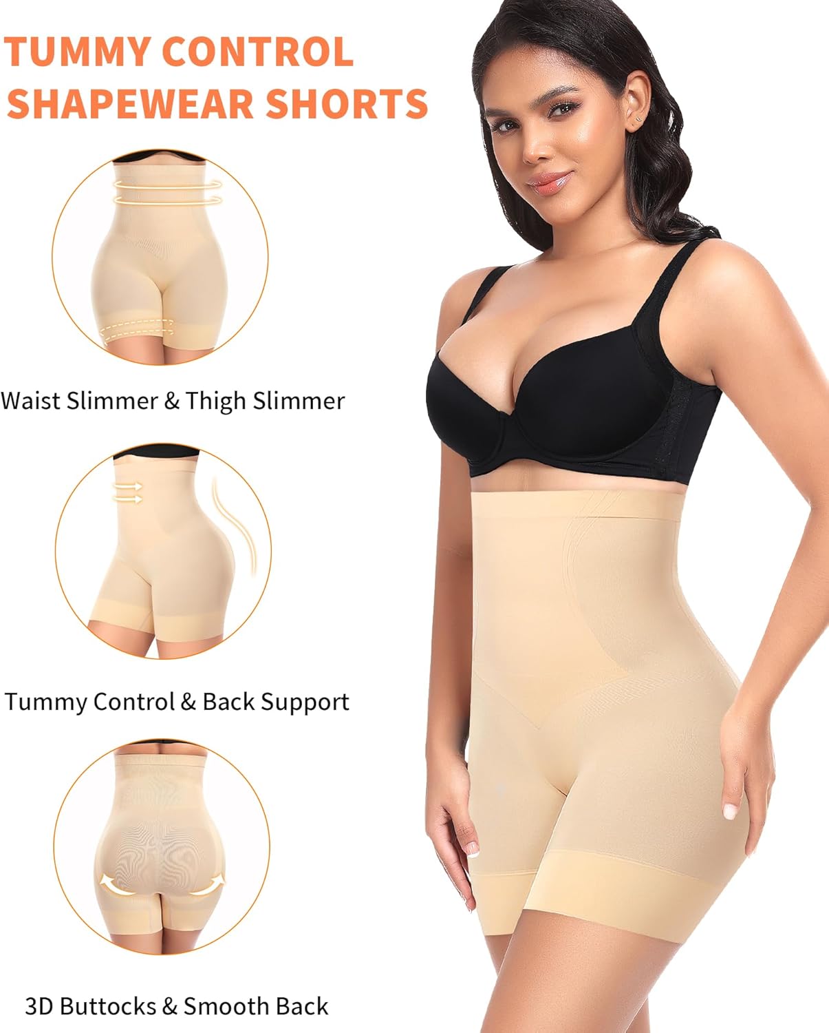 Womens Shapewear Shorts Tummy Control Body Shaper Thigh Slimmer Slip Shorts for Under Dress Shapewear Underwear